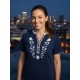 CAMISETA AZUL MARINO CON BORDADO DE LILI DUDU MUJER