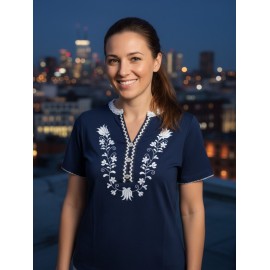 CAMISETA AZUL MARINO CON BORDADO DE LILI DUDU MUJER