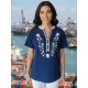 CAMISETA AZUL MARINO CON BORDADO DE LILI DUDU MUJER