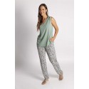 CAMISETA DE TIRANTES VERDE MENTA LISA CON NUDO EN HOMBROS
