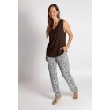 CAMISETA DE TIRANTES MARRON CHOCOLATE LISA CON NUDO EN HOMBROS
