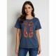 Camiseta azul marino con print de sandalia de mujer Lili Dudu 