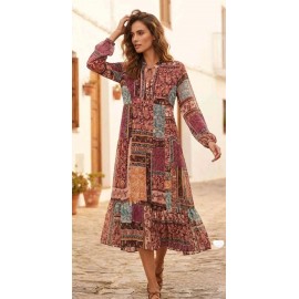 VESTIDO LARGO ESTAMPADO MUJER ROSSAN