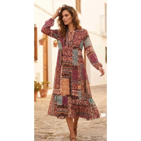 VESTIDO LARGO ESTAMPADO MUJER ROSSAN