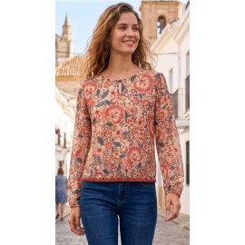 BLUSA DE GASA ESTAMPADA MUJER ROSSAN