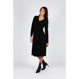 VESTIDO MIDI NEGRO CRUZADO MUJER BOGUAR