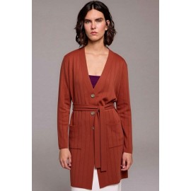 CHAQUETA CÁRDIGAN  TEJA LARGA BOLSILLOS MUJER TACHY ZUCCA