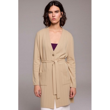 CHAQUETA CÁRDIGAN LARGA BOLSILLOS