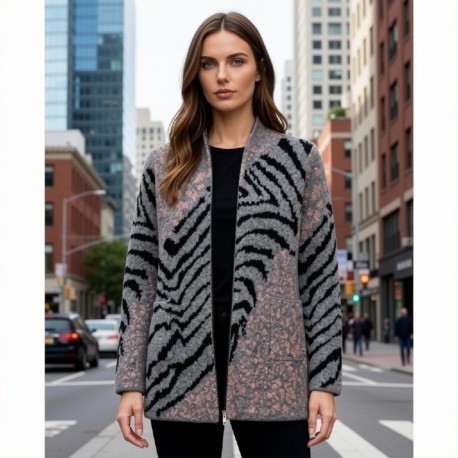 CHAQUETA PUNTO GRIS ABIERTA MUJER MCM