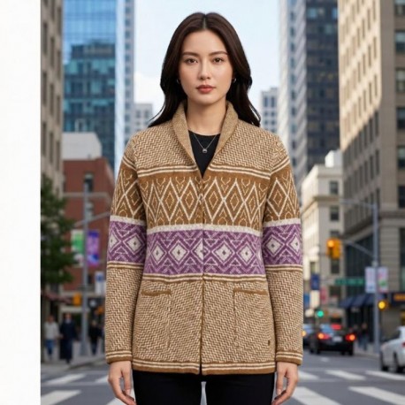 CHAQUETA PUNTO MARRON ABIERTA MUJER MCM