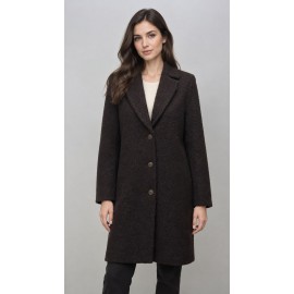 ABRIGO MIDI RIZADO MARRON MUJER 
