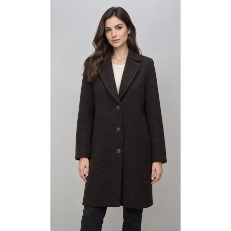 ABRIGO MIDI RIZADO MARRON MUJER 