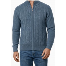 Chaqueta azul de punto trenzada hombre forestal