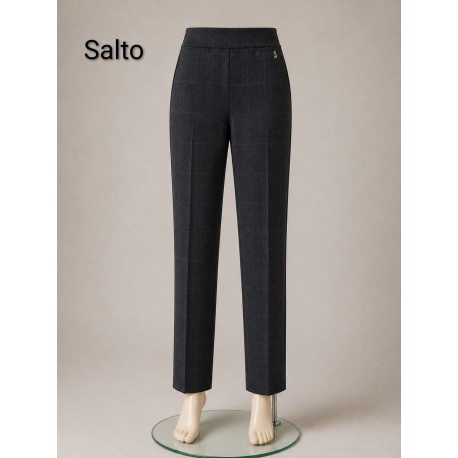 Pantalon recto gris cuadros mujer sissus moda
