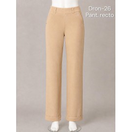 Pantalon  arena recto con vuelta en el dobladillo mujer sissus moda