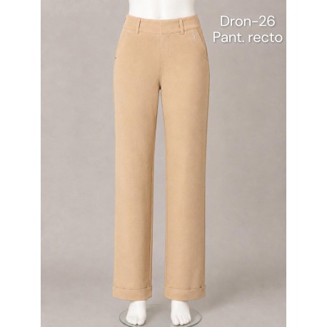 Pantalon  arena recto con vuelta en el dobladillo mujer sissus moda