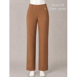 Pantalon camel recto con vuelta en el dobladillo mujer sissus moda