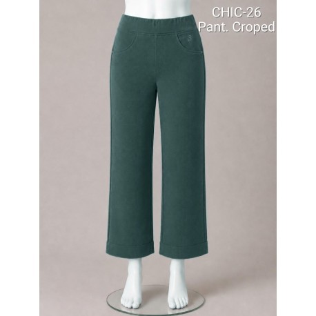 PANTALON CROPED VERDE BOTELLA MUJER SISSUS MODA