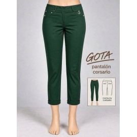 PANTALON CORSARIO VERDE BOTELLA MUJER SISSUS MODA