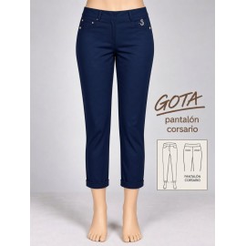 PANTALON CORSARIO AZUL MARINO MUJER SISSUS MODA