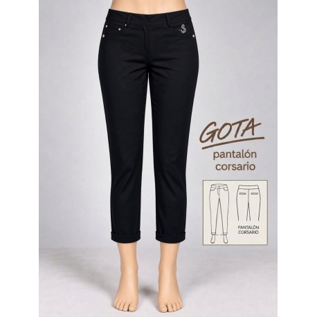 PANTALON CORSARIO NEGRO MUJER SISSUS MODA