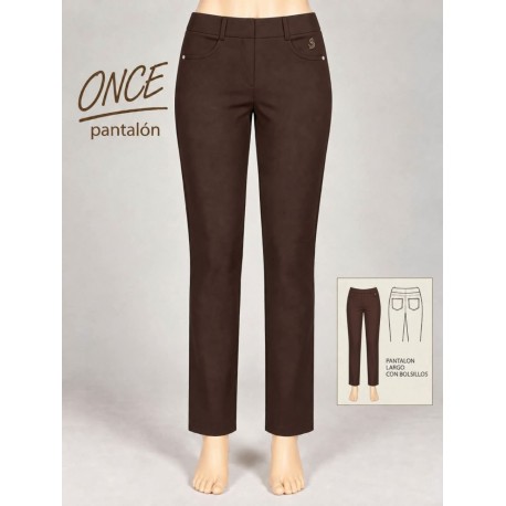 PANTALON RECTO MARRON MUJER SISSUS MODA