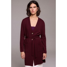 CHAQUETA CÁRDIGAN BURDEOS LARGA BOLSILLOS MUJER TACHY ZUCCA