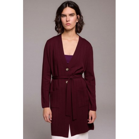 CHAQUETA CÁRDIGAN BURDEOS LARGA BOLSILLOS MUJER TACHY ZUCCA
