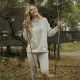 Jersey marron de punto con cuello cisne y bolsillos mujer mcm