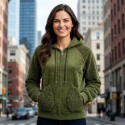 CHAQUETA VERDE CON HILADURA DE PELO MUJER MCM