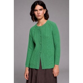 CHAQUETA ARAN TRENZA BOLSILLOS VERDE MUJER TACHY ZUCCA