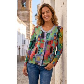 CHAQUETA ESTAMAPADA CON VISTAS TEJANA 
