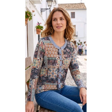 CHAQUETA ESTAMAPADA CON VISTAS TEJANA 