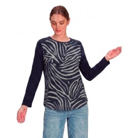 CAMISETA PRINT ANIMAL AZUL MARINO MUJER LILI DUDU