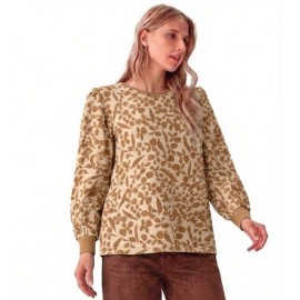 CAMISETA HOJAS CAMEL MUJER LILI DUDU