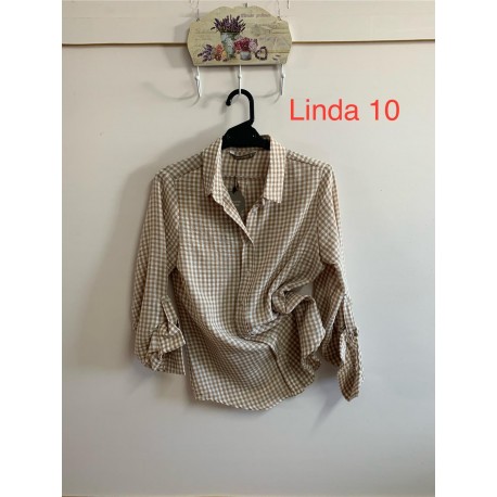 Camisa cuadros camel  de mujer privilege