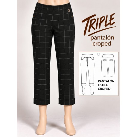 PANTALON CROPED CUADROS MUJER SISSUS MODA