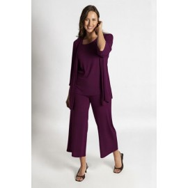 CHAQUETA LARGA BERENJENA CON PLIEGUE MUJER BOGUAR
