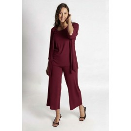 CHAQUETA LARGA GRANATE CON PLIEGUE MUJER BOGUAR