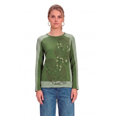 CAMISETA VERDE CON BORDADO MUJER LILI DUDU