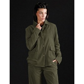 CHAQUETA DE PANA VERDE KAKI  MUJER SISSUS MODA