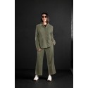 PANTALON CROPED DE PANA VERDE KAKI  MUJER SISSUS MODA
