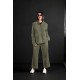 PANTALON CROPED DE PANA VERDE KAKI  MUJER SISSUS MODA