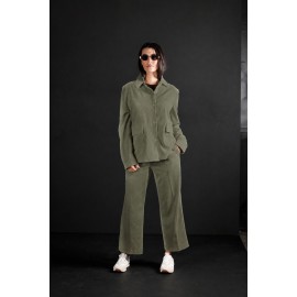 CHAQUETA DE PANA VERDE KAKI  MUJER SISSUS MODA