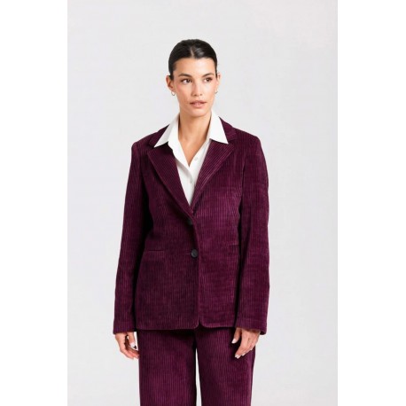 CHAQUETA BLAZIER DE PANA BURDEOS MUJER SISSUSMODA