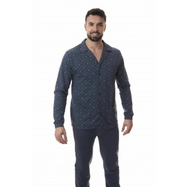 PIJAMA CABALLERO CON CHAQUETA ABIERTA MARINO