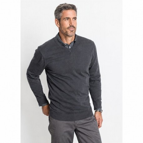 JERSEY BASICO PICO GRIS MOLGOY HOMBRE