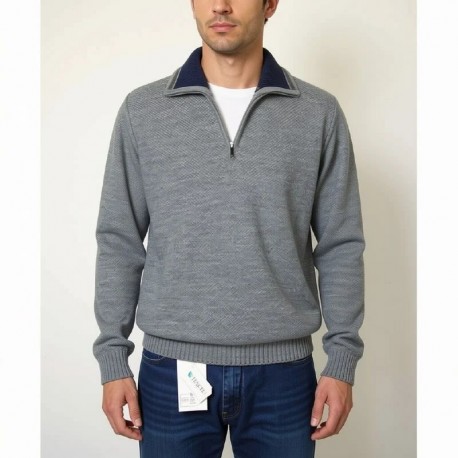 JERSEY CON CREMALLERA JACQUARD GRIS HOMBRE