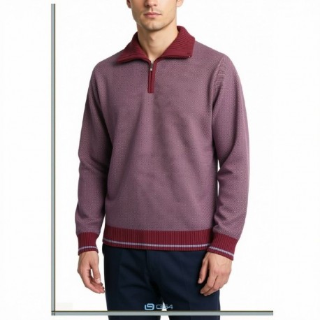 JERSEY CON CREMALLERA JACQUARD GRANATE HOMBRE G-54
