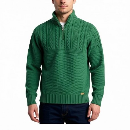 Jersey de hombre cuello semicisne  en color verde staats